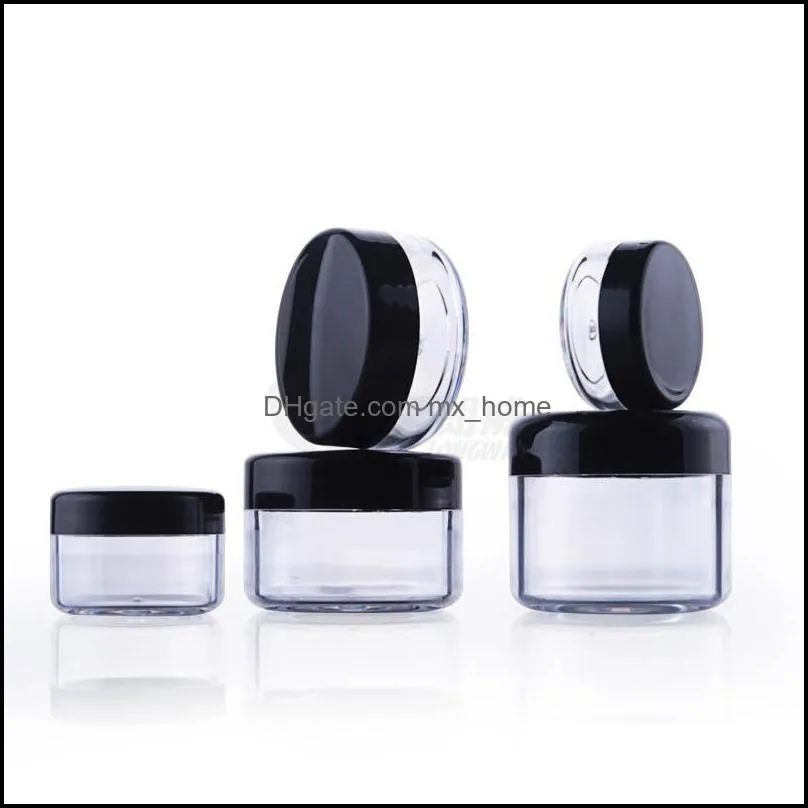 Cosmetic Containers Sample Jars with Black Lids Plastic Makeup Sample Containers BPA free Pot Jars 3g 5g 10g 15g 20 Gram