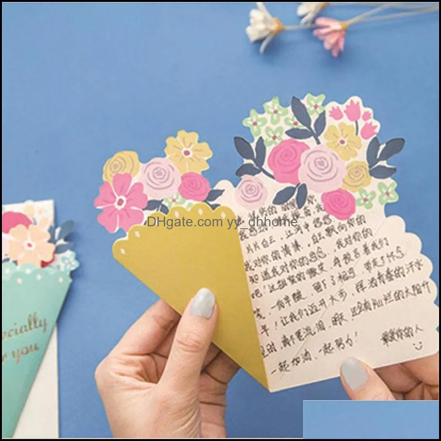 Qixi Teacher`s Day bouquet blessing card three-dimensional creative greeting flower shape birthday gift decoration card