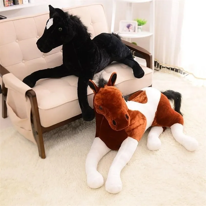 Большой размер моделирования животных 70x40 см лошадь плюшевая игрушка склонна кукла для подарка на день рождения 220409