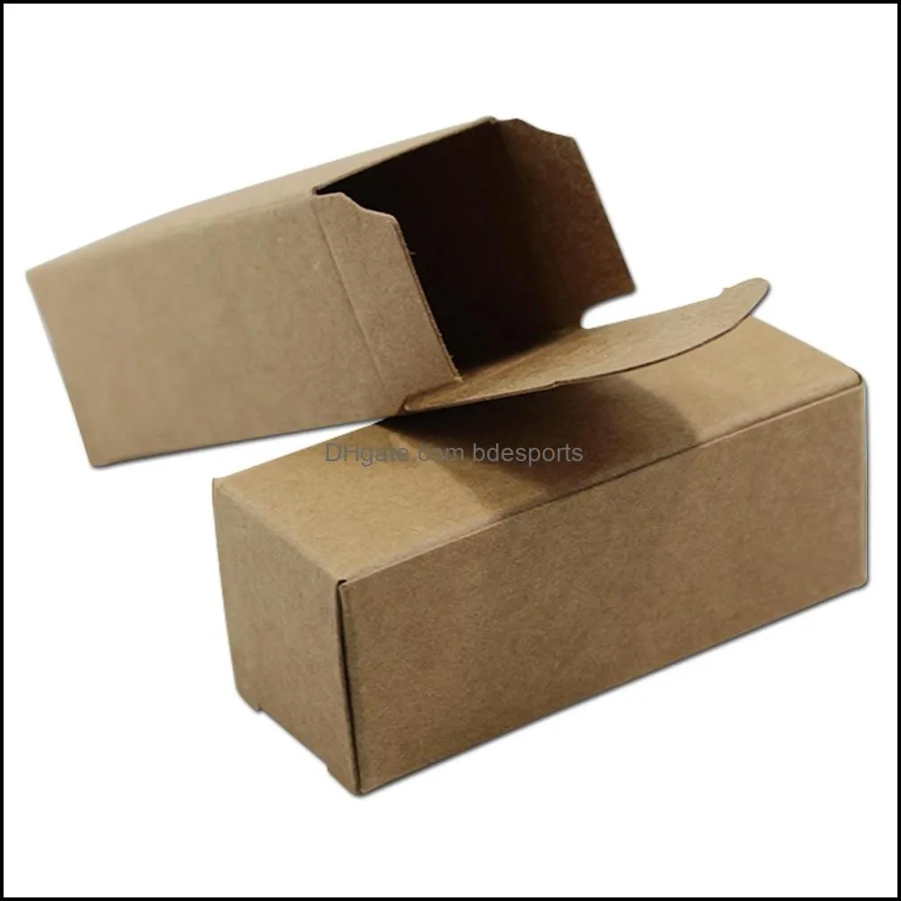 Brown Foldable Kraft Paper Package Boxes Pure Color Gfit Box Lipstick Craft Essential Oil Roller Bottle Storage Carton 7 Sizes