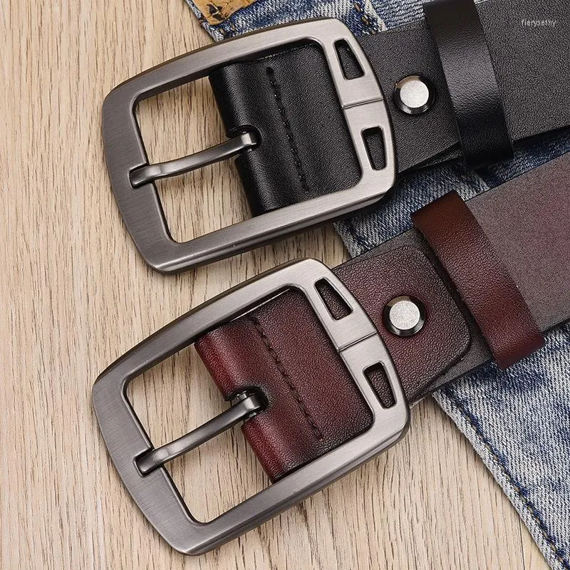 Cintos de couro genuíno Men Belt Pinhole de fivela jeans Jeans Cintura cinta de alta qualidade Luxury masculino Moda ajustável Fier22