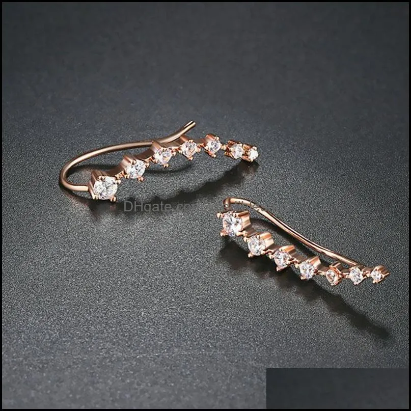 2022 Super Shiny Zircon Silver Gold Ear Cuff Hook Clip Earrings for Women Jewelry Wholesale Gift Ears row
