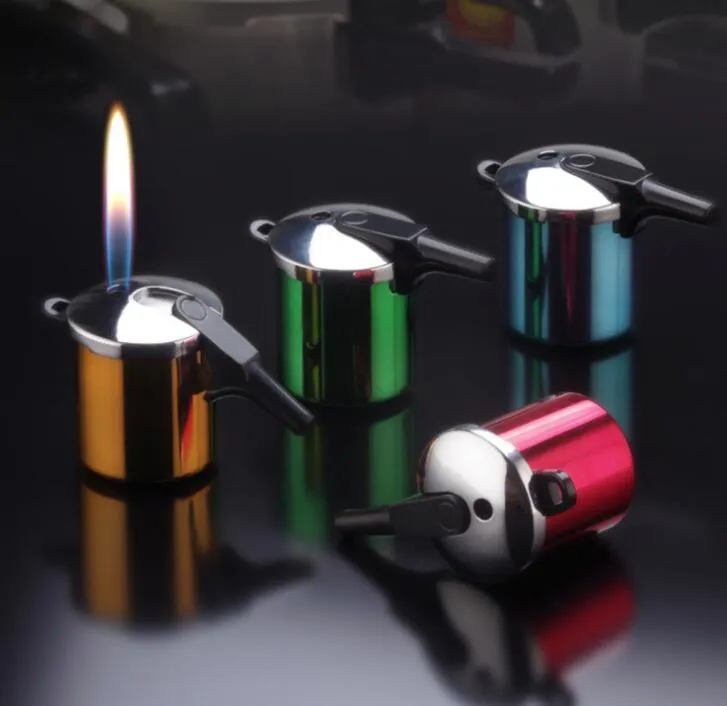 cigarette lighter cooker Pressure Cooker Shaped Metal Fire Lighter Windproof Cigarette Smoking Tool  Light Yellow from Dhgate Lighters