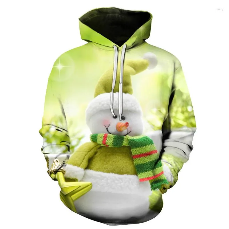 Felpe con cappuccio da uomo Felpe Creative Little Snowman Felpa con stampa 3D Felpa con cappuccio moda uomo Felpa con cappuccio autunno invernoUomo