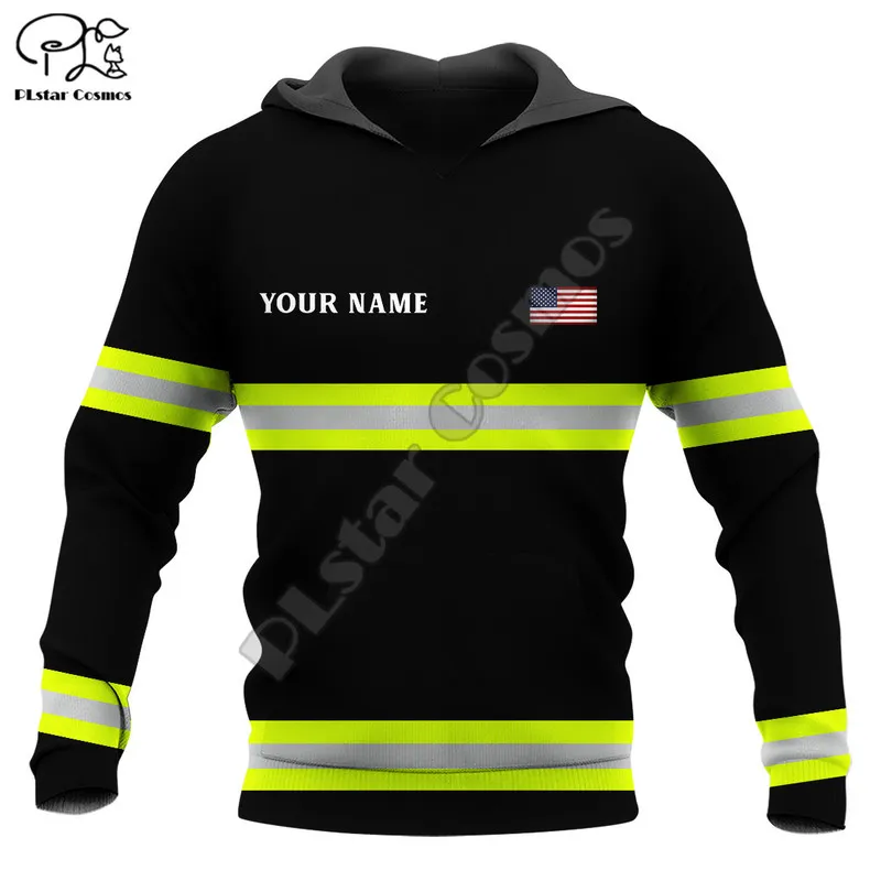 PLstar Cosmos Firemen Firefighters Customized Name 3D Printed Hoodies Sweatshirts Zip Hooded For Men Women Casual Streetwear F05 220707