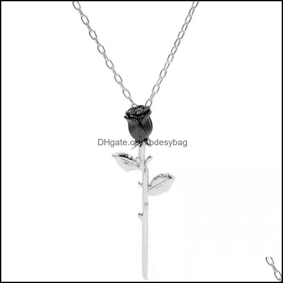 Silver Heart Pendant Necklace Ambush Young Black Rose 925 Sterling  