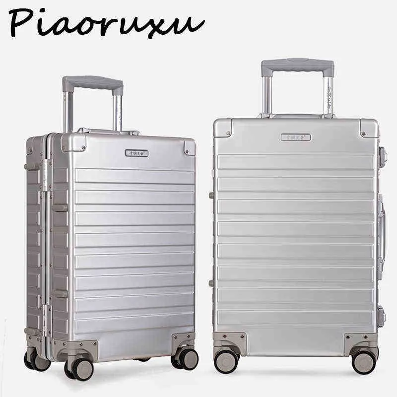 Ny modealuminium Drawbar Suitcase Inch Metal Bagage Fashionable Type J220707