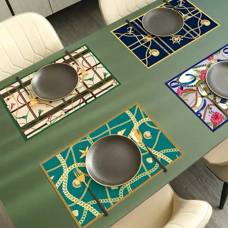 Signalisation classique Napperons signalisation Vieille Fleur ou Corde designer Imprimé PU matériel Mat Pad 11 modèles pour dîner maison hôtel café Table Décoration nouveau