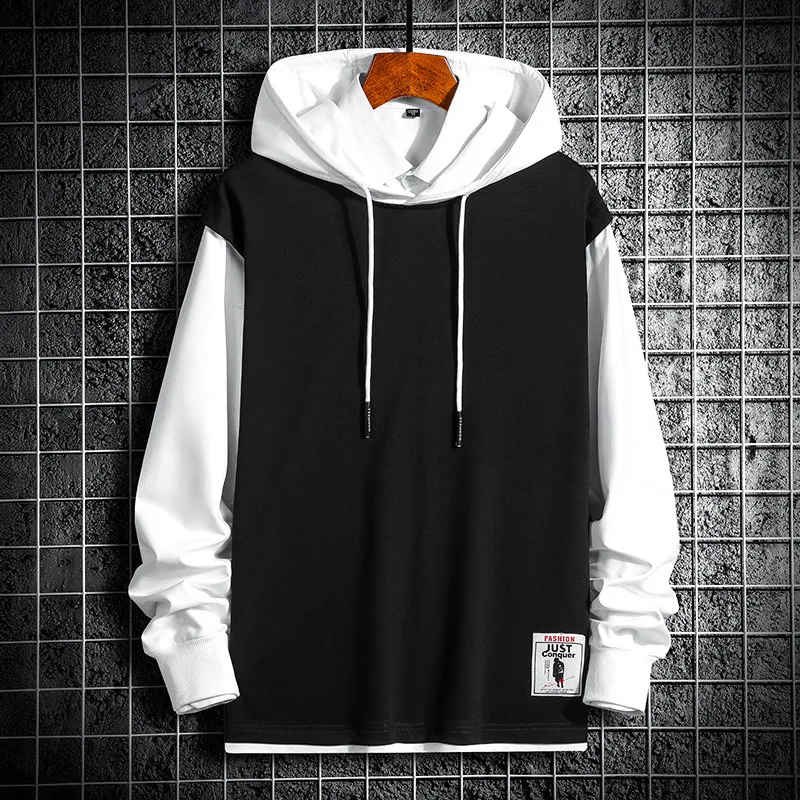 الوضع التزلج هوديز Sweatshirts 2021 Mannen Casual Lente Herfst Zwarte Kleren Excerize M-4XL Hiphop patchwork streetwear l220730