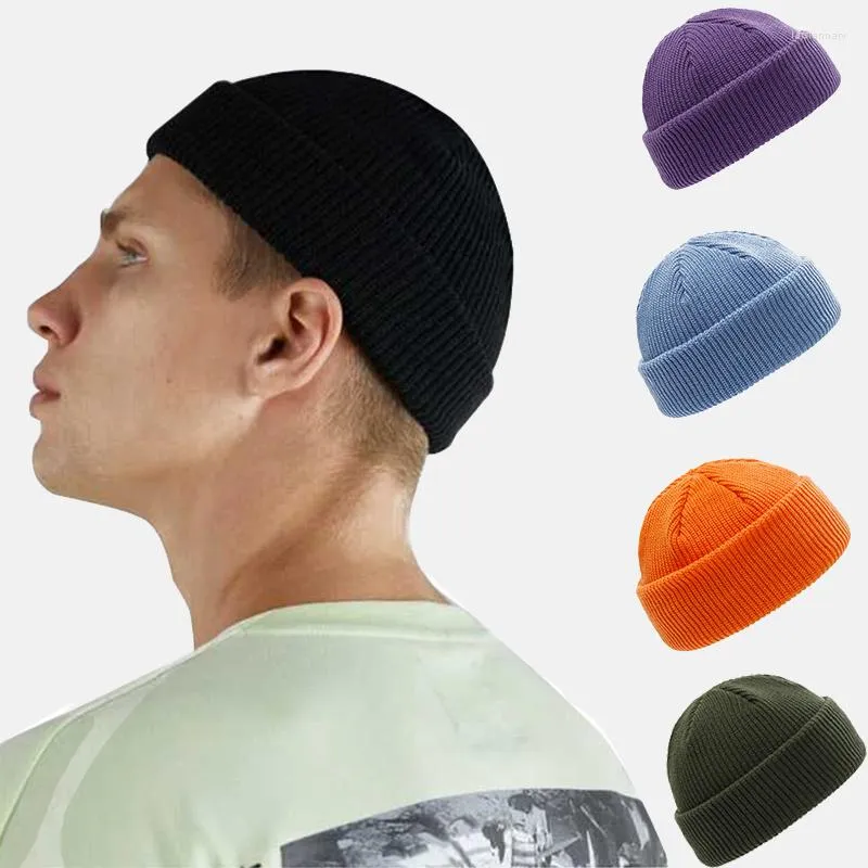 Kulkapslar vinter varma mössor kvinnliga ull stickade mössa skallies cap hip hop män hatt vuxen casual kort tråd elastisk unisex hattsball