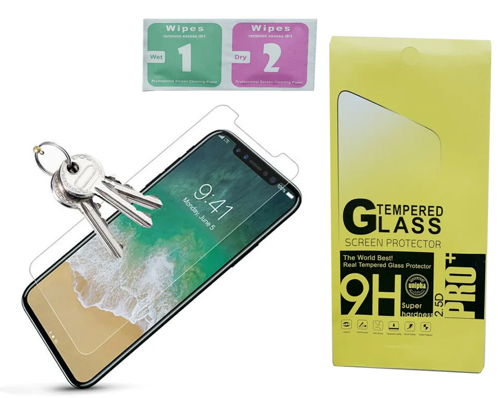 Ochraniacz ekranu do iPhone 13 Pro Max XS Max XR Szkło hartowane do iPhone 7 8 Plus Samsung A70 A20 A10 Folia ochronna 0,3 mm Folia indywidualna Opakowanie