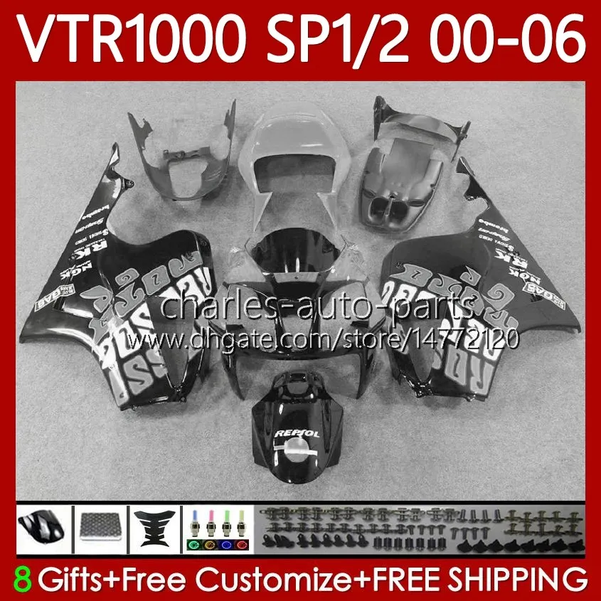 OEM WŁAŚCICZENIA DO HONDA VTR RTV 1000 VTR1000 2000 2001 2002 2003 Gray Black 04 05 06 Body 123NO.185 RC51 SP1 RTV1000 00-06 SP2 VTR-1000 00 01 02 03 2004 2005 2006 Nadwozie