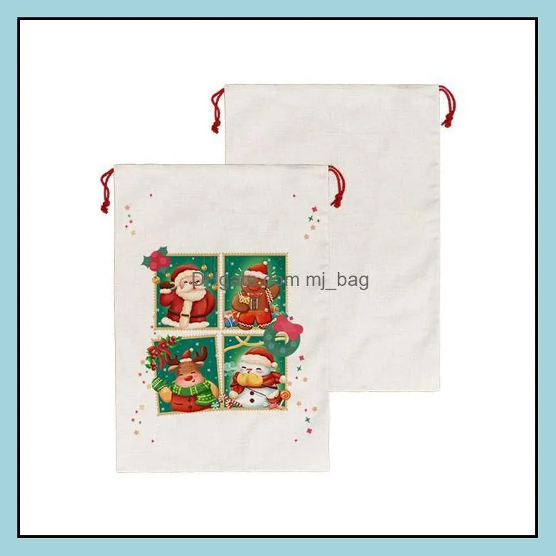 sublimation blank santa sacks diy personalized drawstring bag christmas gift bags pocket heat transfer sn4659