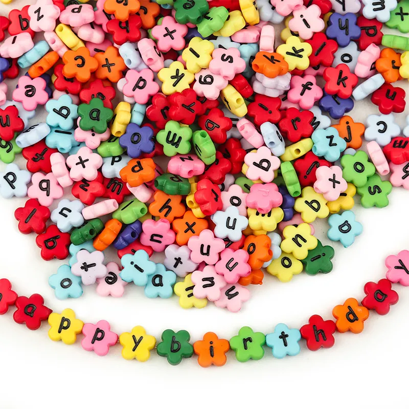 100 pcs/lot bricolage fleur lettre perle en vrac pour bijoux Bracelets collier anneau de cheveux faisant des accessoires artisanat acrylique enfants perles faites à la main