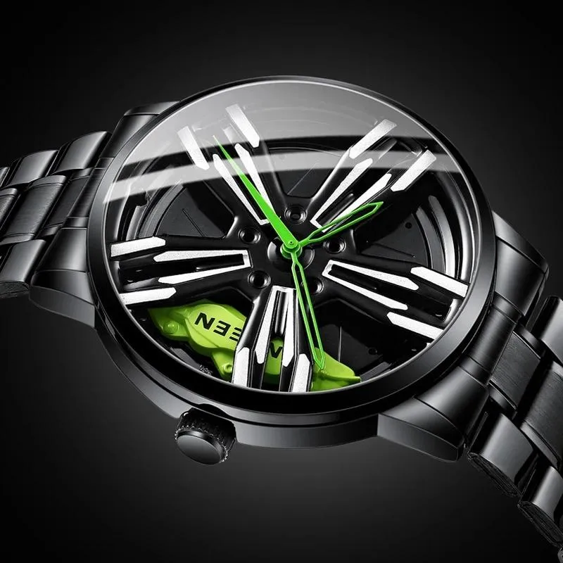 Montre-bracelets d'origine 3D Car Rim Man Watch Super Wheels Watchs Mouvement Quartz Mouvement étanche en acier inoxydable Men Sports pour Bbawristwatches