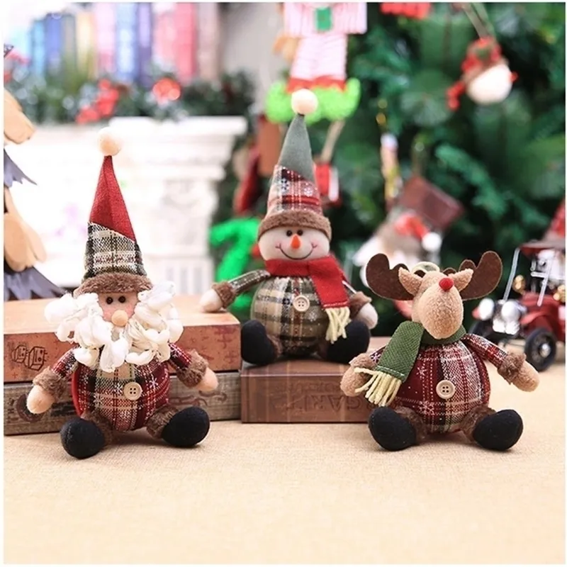 Merry Decor for Home Elk Snowman Santa Claus Doll Christmas Tree Ornaments Xmas Gifts Year Y201020