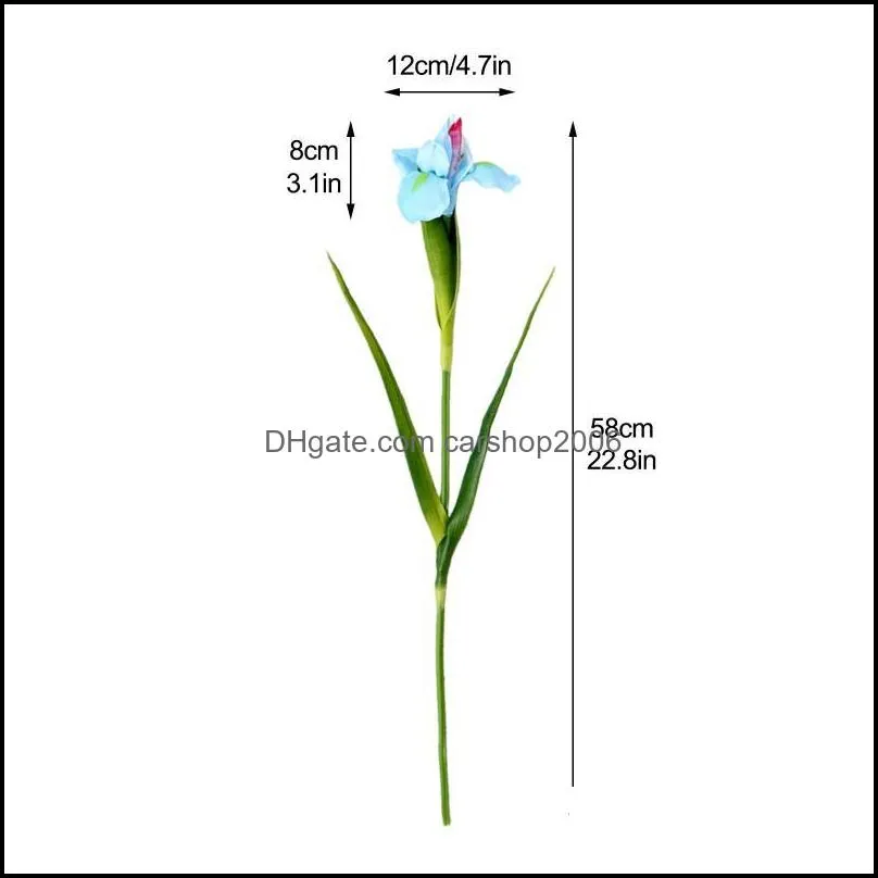Decorative Flowers & Wreaths 56CM Simulation Iris Flower Artificial Plants Blue Fake Or Home Decor Grain Wedding