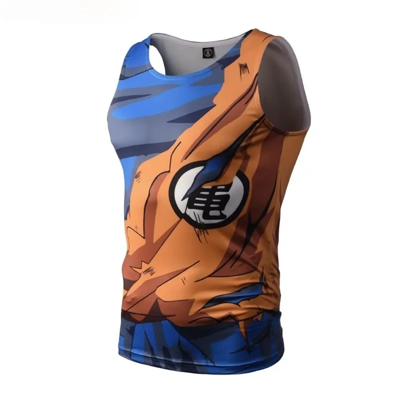 Summer Bodybuilding 3D Printed Tank Tops Men Vest Compression Shirts Male Singlet Anime Topstees Fitness Bodybuilding 220622