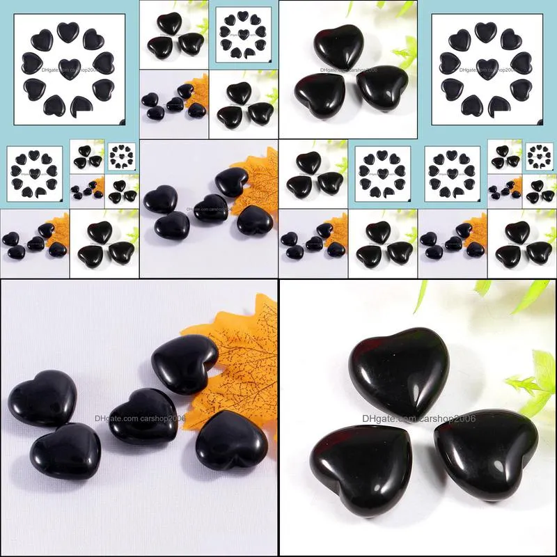 natural stone 25mm non-porous heart black onyx chakra healing stone guides meditation ornaments jewelry accessory