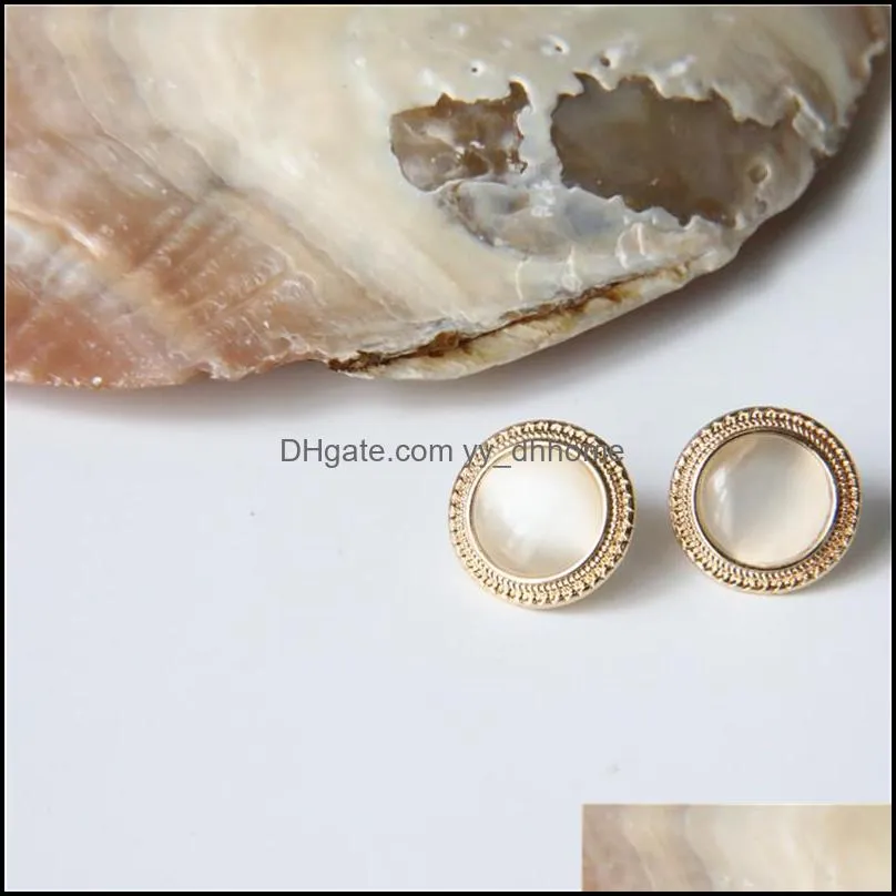New Round Marble Opal Stone Big Stud Earrings For Women Fashion Temperament Simulated Pearl Earring Jewelry 2019 Cute Korea Style