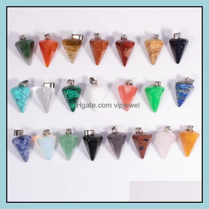 natural stone hexagonal pyramid charms rose quartz tiger`s eye opal pendants crystal pendants clear chakras gem stone fit earrings necklace making