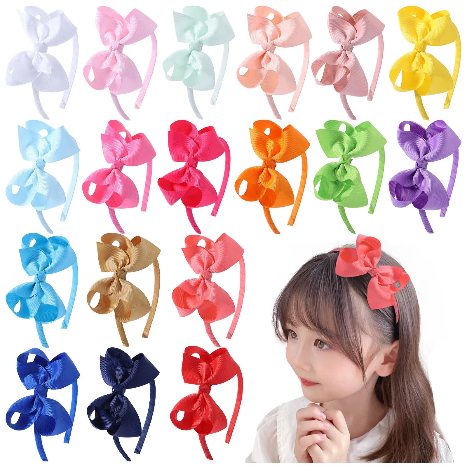 Baby Mädchen Haarstangen Ribbon Bug Hairbands Prinzessin Kinder Solide Farbe Boutique Grosgrain Haarschmuck Mädchen Handgemachte Bögen Headwear KFG26