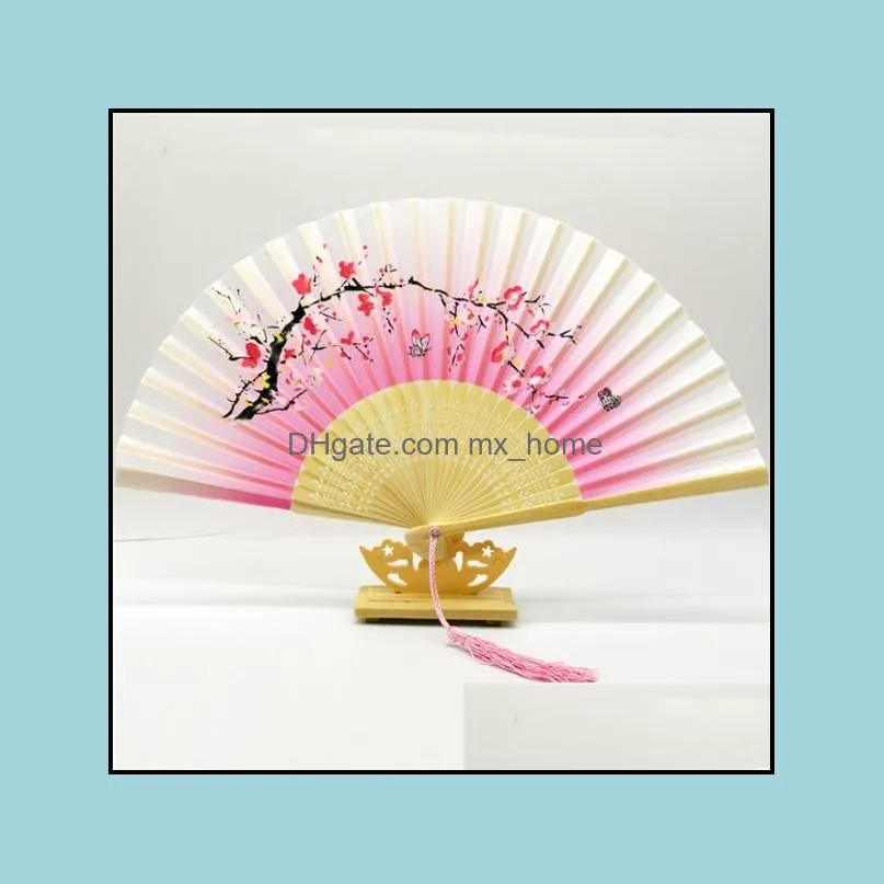 WJH606 Vintage Style Silk Folding Fan Chinese Pattern Art Craft Gift Home Decoration Ornaments Dance Wedding Cool tools