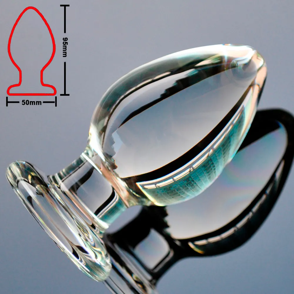 50 mm / 60 mm großer Glasdildo gefälschter Penis Kristall Analperlen Butt Plug Prostata Massagebaste G-Punkt weibliche Masturbation Sexy Spielzeug Schönheitspunkte