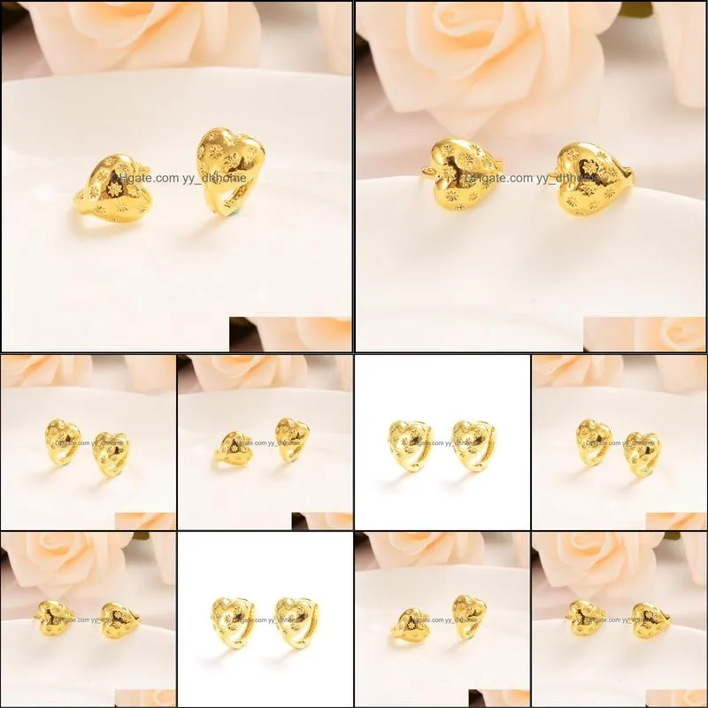 Stud Gold Fashion Jewellery Heart Shape Earrings Gift For Women Men Earring Party Wedding Bridal Jewelry Christmas Gifts1