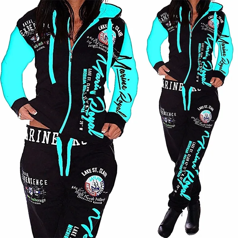 Zogaa Women's Sets Clothing Hoodies Pants2ピースセット暖かい女性印刷された女性の衣装マッチスーツ女性トラックスーツ220812