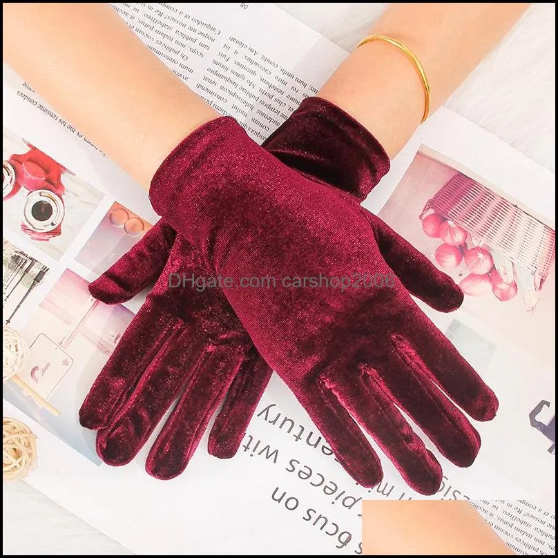 Fashion Elastic Flannel Gloves Women`s Velvet Thin Winter Warm Outdoor Sports Fitness Cycling Mittens