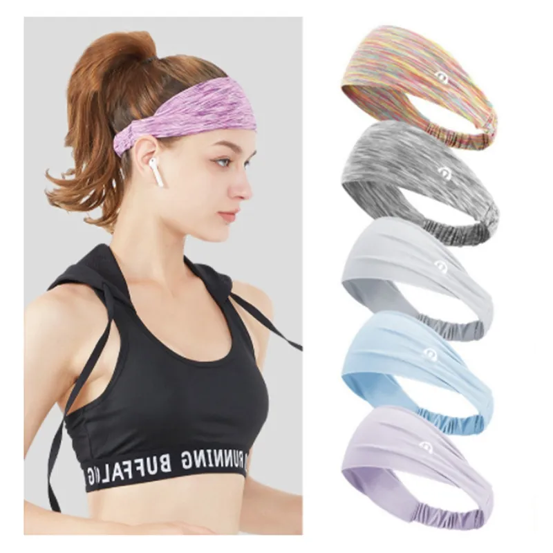 Lu Sweatband Sports Band Men and Women Headscarf Anti-perspirant Belt Outdoor Fiess Yoga Sweat-absorbing Hair Color High Elastic