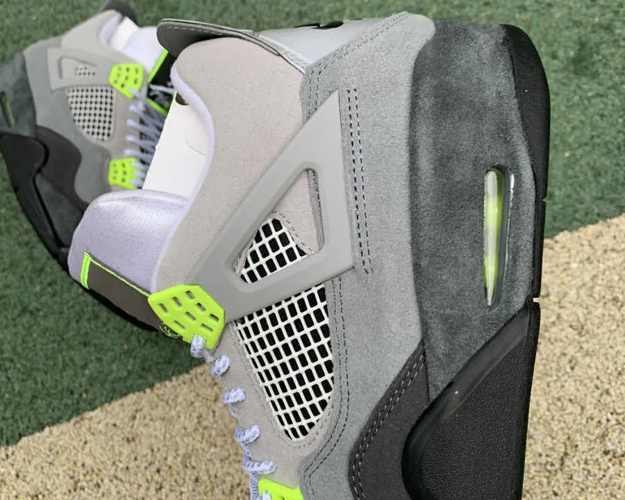 Hög version 95 Neon Jumpman 4 Gray Green Mens 4s basketskor utomhus löpande tränare modedesigner sneakers