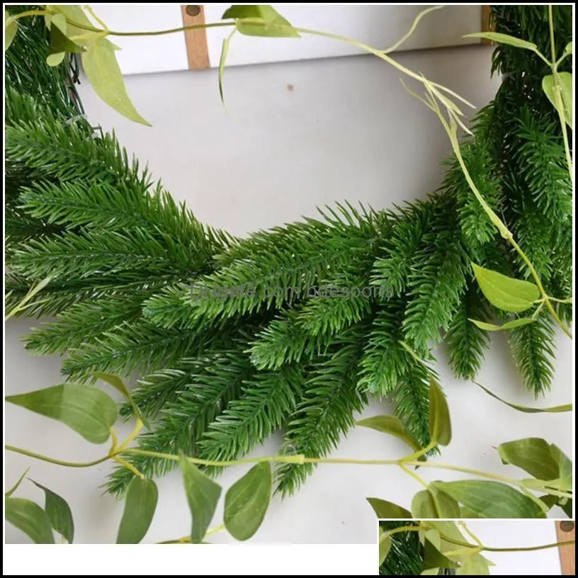 Artificial Pine Needles Christmas Wreath Decoration For Home Wedding Decoration Accessories Diy Fake Plant Flower Arr jllHOh