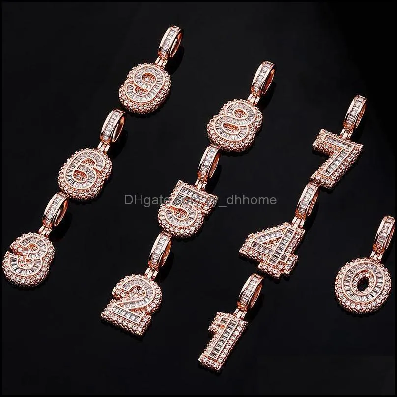 Hip-hop Jewelry Number Alphabet Initial Letter Fashion Wholesale Jewellery Zircon Diamond Pendant Twist Chain Necklace for Gift