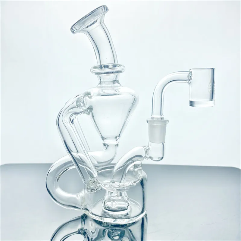 5.5 Inch Recycler Glass Bong Tornado Hookah Recyclable Dab Rig Smoking Hookah Butt Pipe Size 10mm Bowl