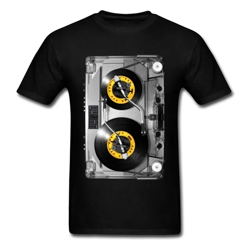Old School Cassette Tee Shirt Nonstop Play Tape T Shirt Electronic Music Rock Tshirts For Men Birthday Present Band T Shirt 220715