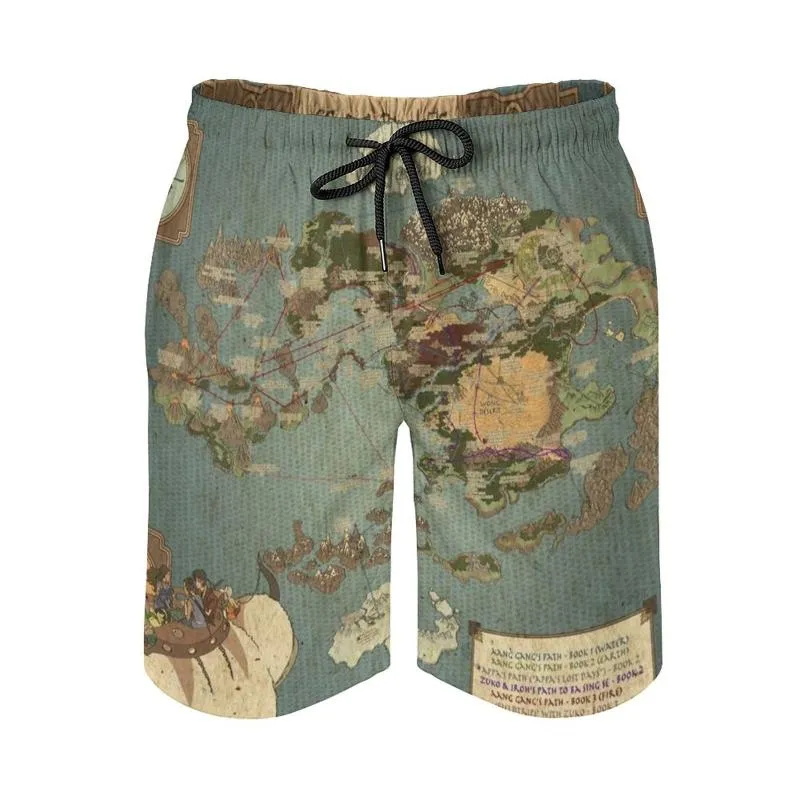 Men's Shorts The Last Airbender Map Men's Sports Short Beach Surfing Swimming Boxer Trunks Toph Zuko Firelord Aang Katara SukiMen's