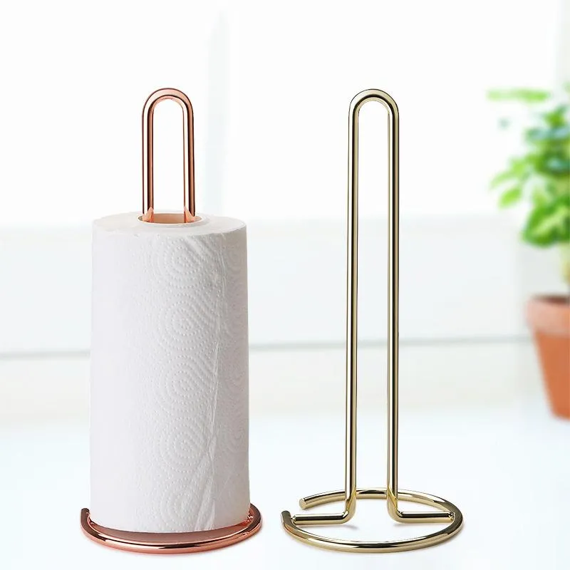 Metal Steady Countertop Standing Roll Paper Towel Holder Dispenser Bathroom Tissue Stand Dining Table Vertical Napkins Rack Kitchen Storage Shelf HY0356