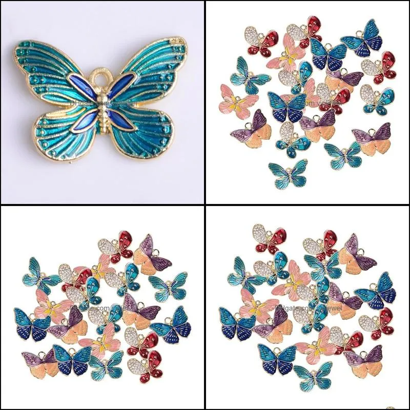 charms pieces mixed color butterfly pendant jewelry making diy makingcharms