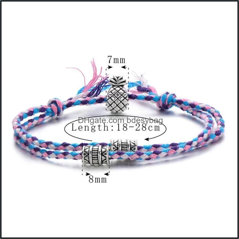 charm bracelets unique tibetan silver color pineapple for women men vintage multilayer braided wrap bracelet friend giftscharm