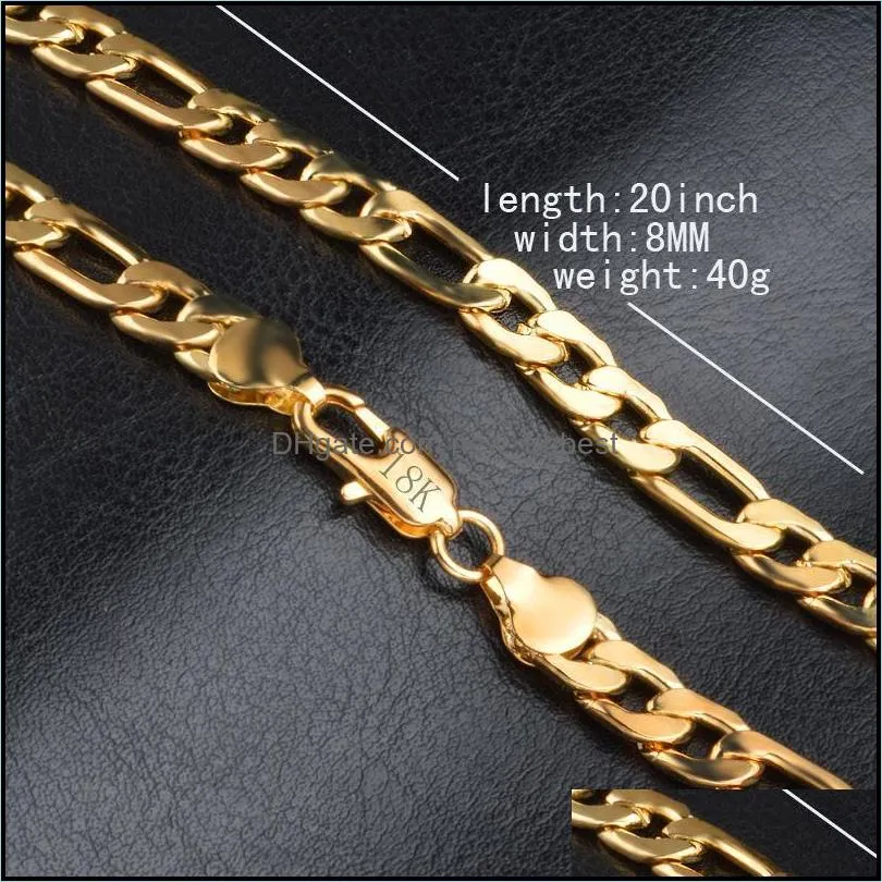 gold bracelet men 3:1nk chic handsome bracelet explosion models 18k gold plating copper jewelry electroplating figaro 8mm mens