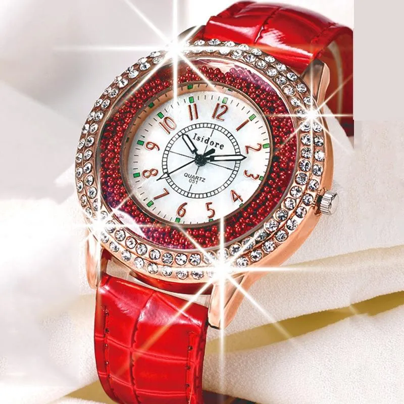 Orologi da polso VANSVAR Moda Donna Orologio con strass Cinturino in pelle Abito al quarzo Relogio Feminino