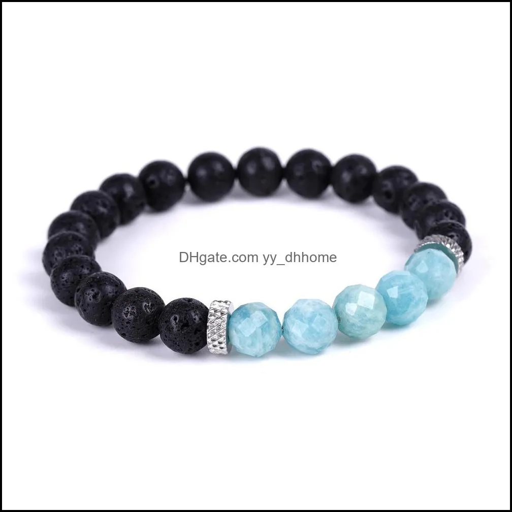 faceted beads black lava stone beaded strand essential oil diffuser bracelet balance yoga friendships jewelry for women men