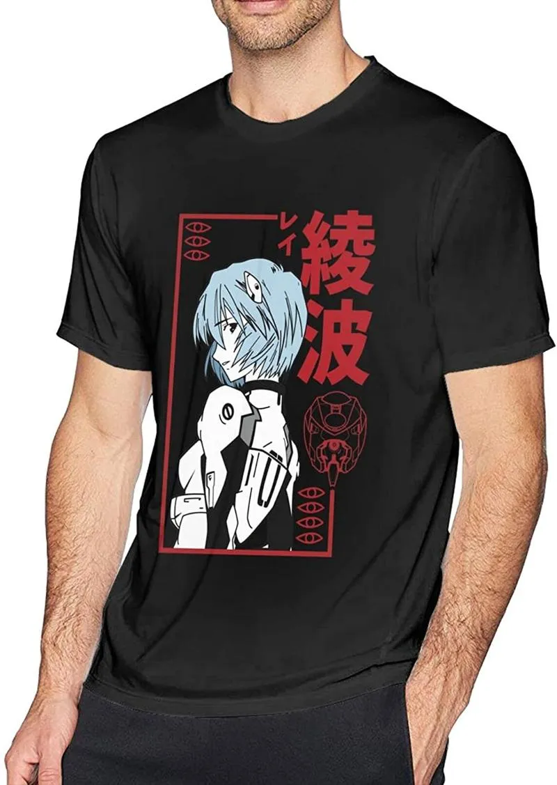 Men's T-Shirts Anime Rei Ayanami Classic Short Sleeve T Shirts For Men Shirt Haikyuu