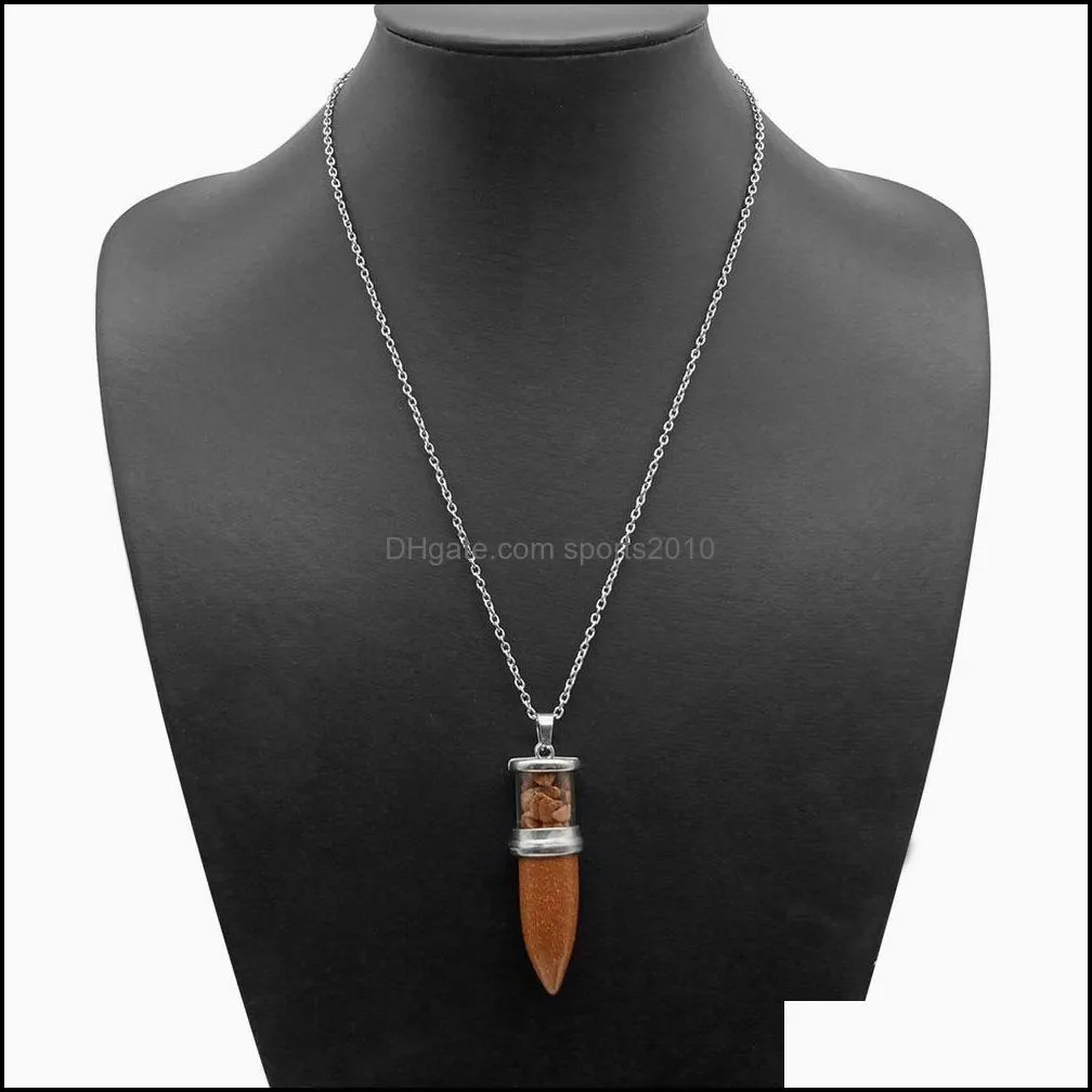 natural crystal bullet shape chakra stone charms pendulum amethyst rose quartz pendants for jewelry accessories making sports2010