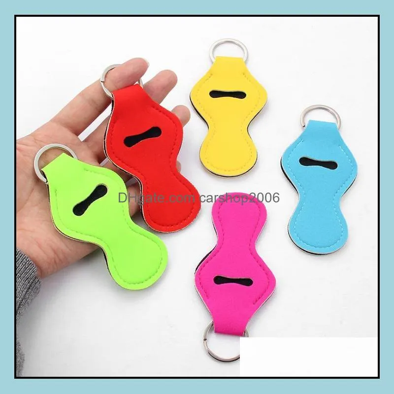party favor neoprene lipstick keychain sublimation diy chapstick holders personal chapsticks wrap key ring sleeve holder sn4016