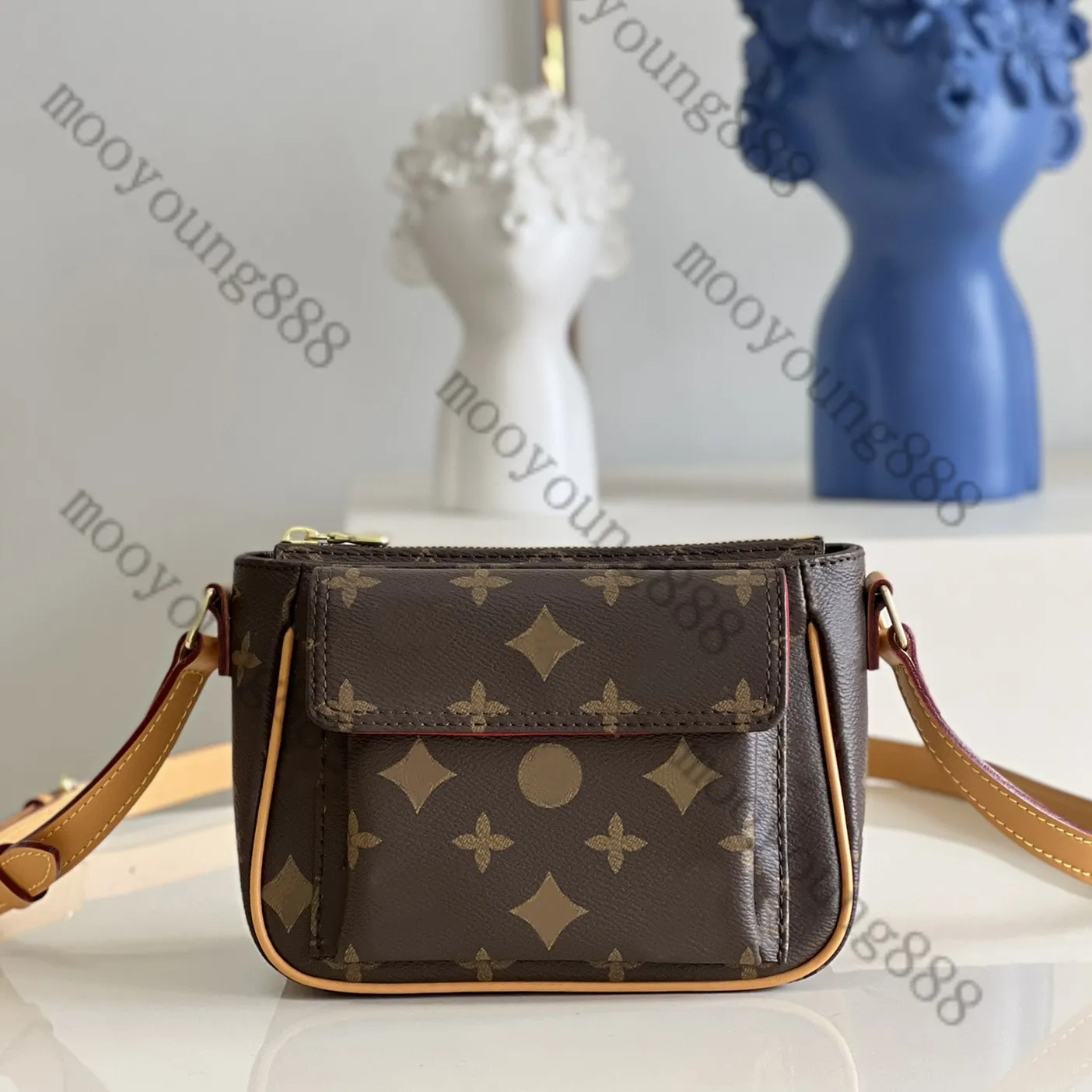 12A Upgrade Mirror Projektanci 19 cm mini damskie tofu torba luksusowa powlekana płótno kwadratowa torebki torebki Crossbody Brown ramię w torbie z paskiem na ramię