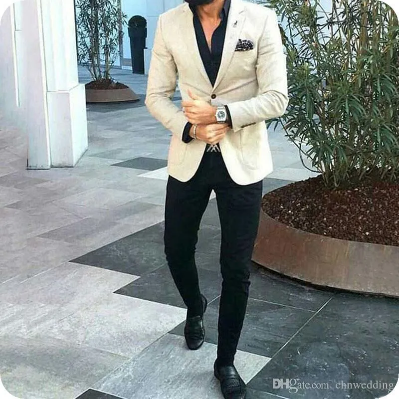 Ivory Wool Blend PROIT Suits Tuxedos Men Suits na ślub Slim Fit Terno Masculino Costume Homme Man Blazers 2piece Pant Pants