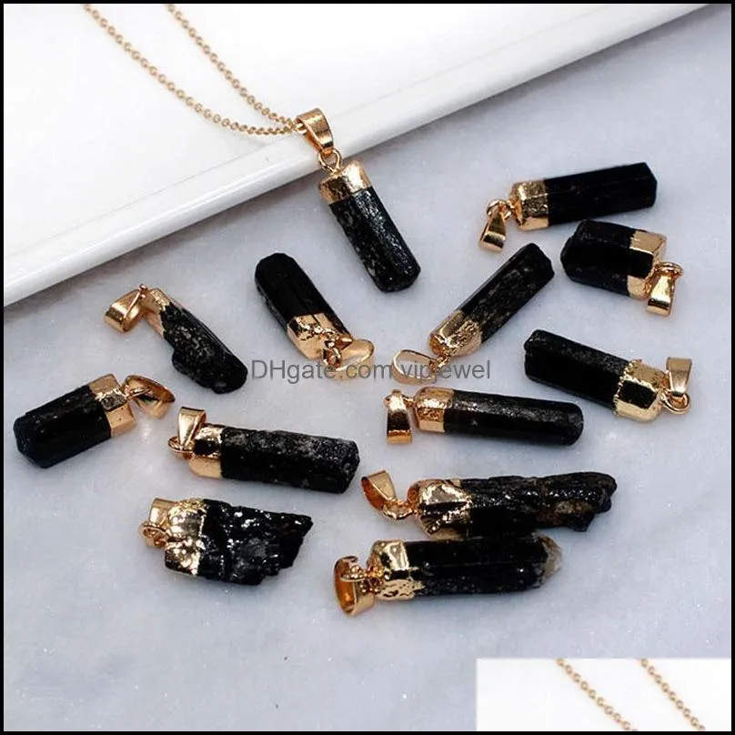 irregular natural stone gold plated pendant necklaces for women men fashion party decor lucky jewelry with chain